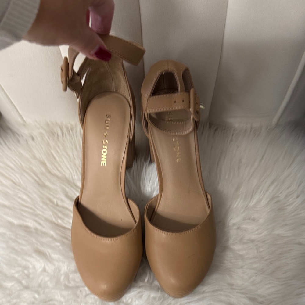 Sun + Stone Tan Heeled Sandals